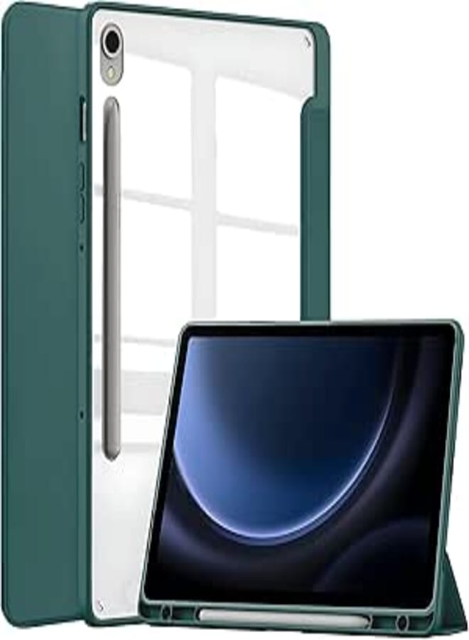 ProElite Cover for Samsung Galaxy Tab Tab S10 Lite 10.9"/ Tab S9 FE 10.9 inch/Tab S10 FE/Tab S9 11" Cover Case, Smart Flip Case Cover with S Pen Holder, Dark Green [Transparent Back]